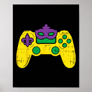 Póster Controlador de videojuegos Gamer e-sports Mardi Gr