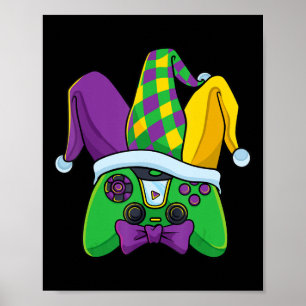 Póster Controlador de videojuegos Mardi Gras Jester Gorra