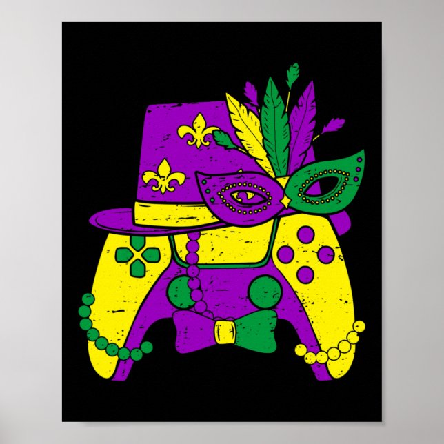 Póster Controlador de videojuegos Mardi Gras Jester Gorra (Frente)