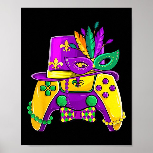 Póster Controlador de videojuegos Mardi Gras Jester Gorra (Frente)