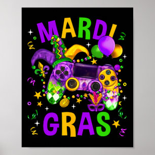 Póster Controlador de videojuegos Mardi Gras Jester Gorra