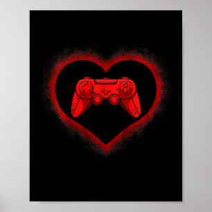 Póster Controlador de videojuegos para niños Corazón Día 