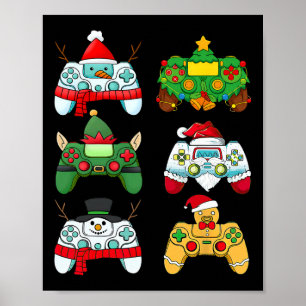 Póster Controlador de videojuegos Santa Hat Gamer Boys Xm