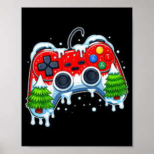 Póster Controlador de videojuegos sombrero de santa navid