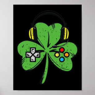 Póster Controlador de videojuegos trébol de jugador del d