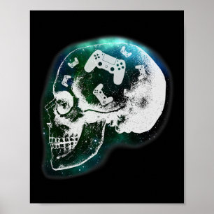 Póster Controlador Mental Cráneo Gaming Jugador Hombres C