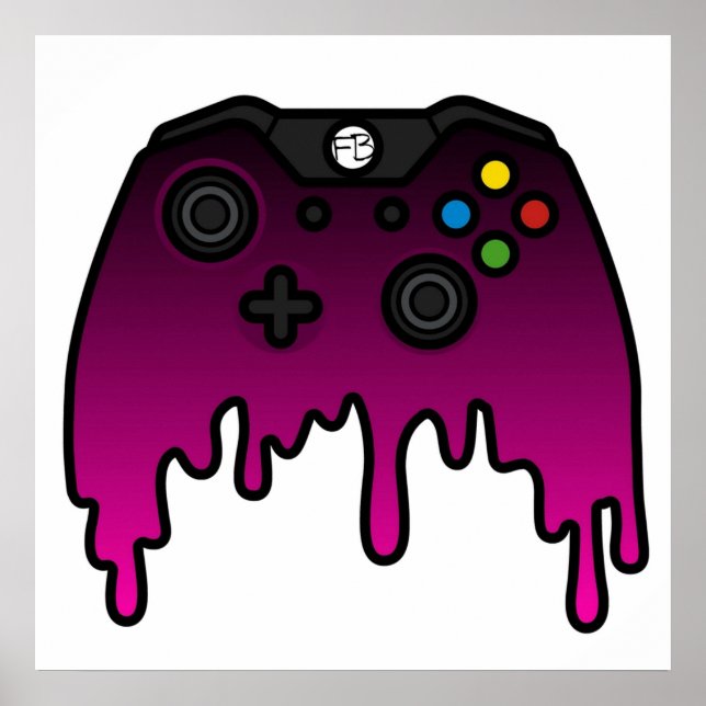 Póster Controlador XBOX de goteo de fase rosada (Frente)