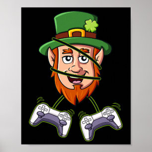 Póster Controladores de videojuegos de St Patricks Day Le