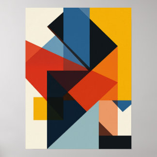 Póster Controlled Chaos Grid Geometric Abstract Art