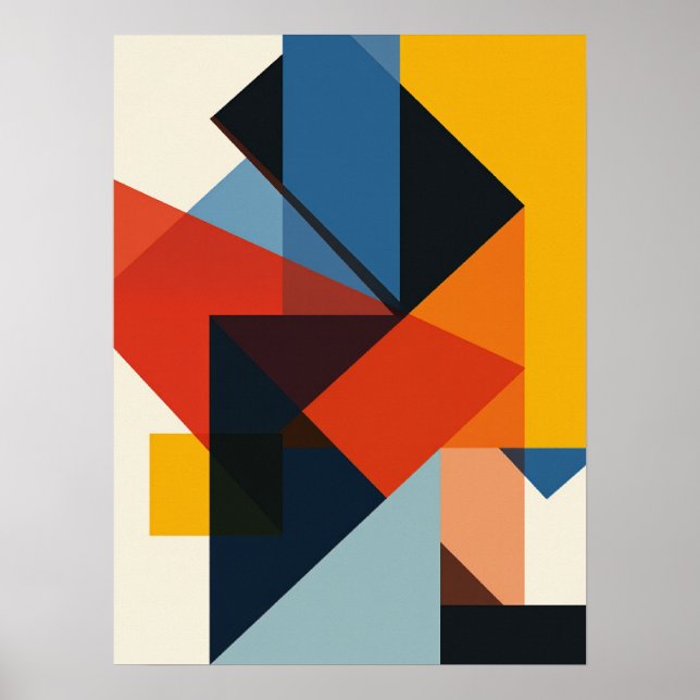 Póster Controlled Chaos Grid Geometric Abstract Art (Frente)