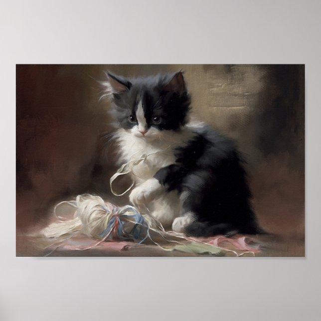 Póster Contundente negro y blanco gatito (Frente)
