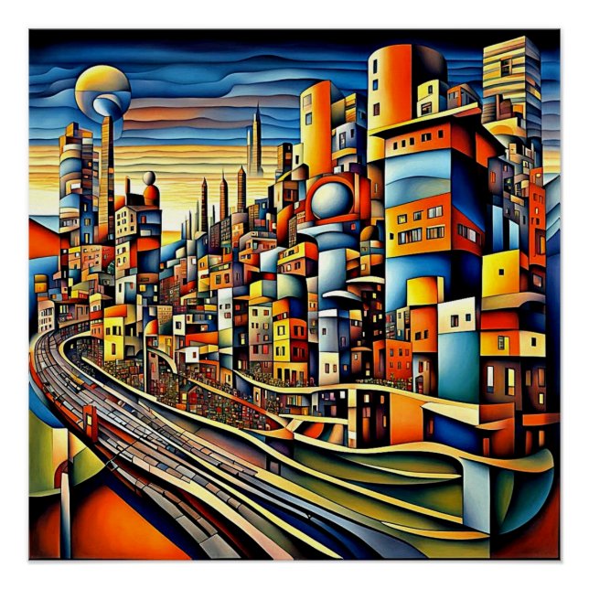 Póster Conurbación al atardecer 2 (Anverso)