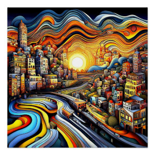 Póster Conurbación al atardecer 3