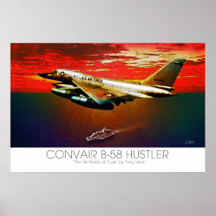 Póster Convair B-58 Hustler Supersic Jet Flying @ Dusk