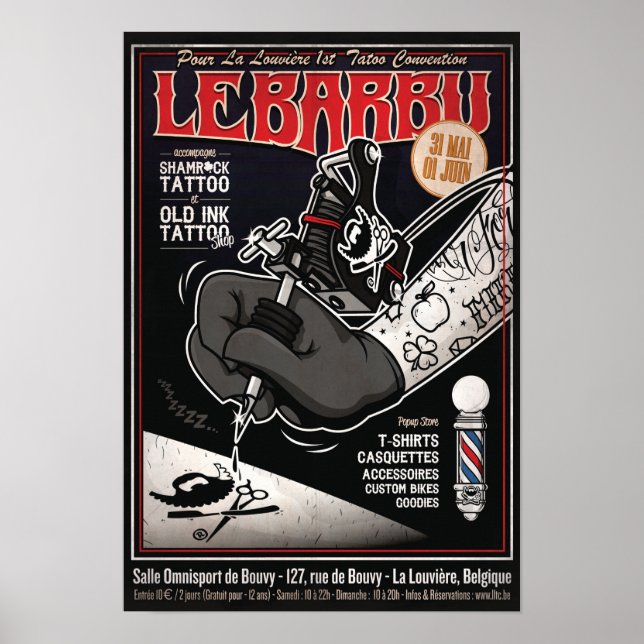 Póster Convención de Tattoo y tienda emergente de Le BARB (Frente)