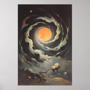 Póster Convergencia celeste - Estrellas cósmicas surreali
