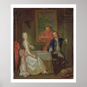 Póster Conversación de la cena (Un hombre y una mujer beb