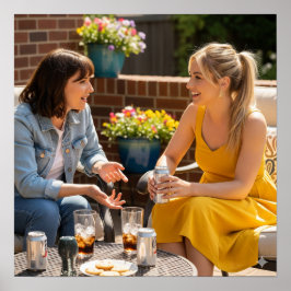 Póster Conversación de patio iluminado por el sol