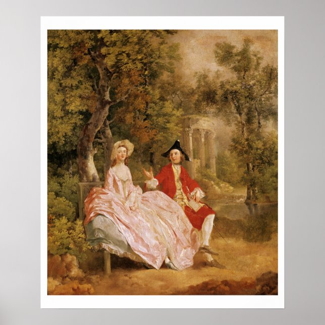 Póster Conversación en un parque, retrato del artista y (Frente)