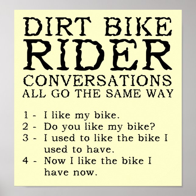 Póster Conversaciones de Moto de Cross divertido cartel s (Frente)