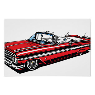 Póster Convertible Clásico Retro Arte Pop Lateral