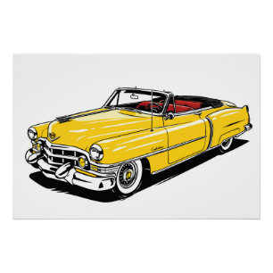 Póster Convertible Clásico Retro con PopArt Lateral