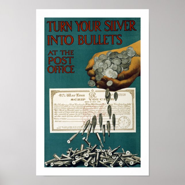 Póster Convierte tu plata en balas (borde) (Frente)