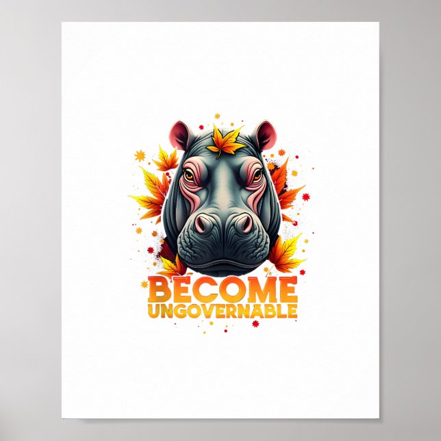 Póster Conviértete en un bebé retro ingobernable Hippo Mo (Frente)