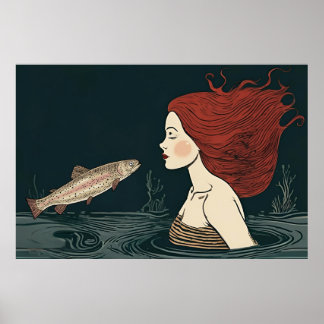 Póster Convirtiéndose en sirena. Besado por el rey de los