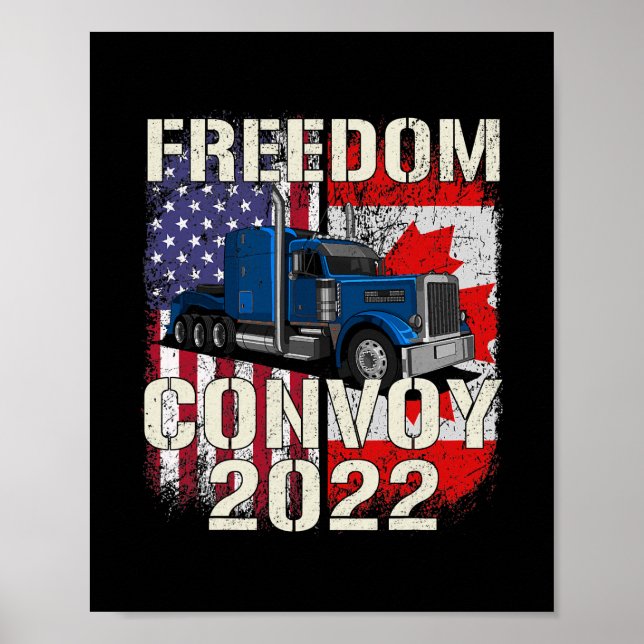 Póster Convoy de Bandera Americana Canadá Libertad 2022 (Frente)