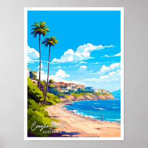 Póster Coogee Beach Australia Viaje ilustracion Vintage