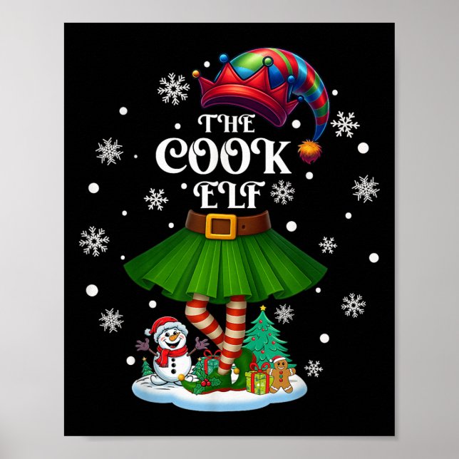 Póster Cook Elf Squad Xmas Women Girls Mom Christmas Fami (Frente)