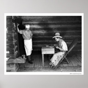 Póster Cook watching a cowboy play cards
