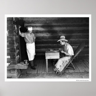 Póster Cook watching a cowboy play cards