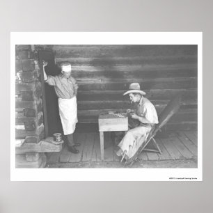 Póster Cook watching a cowboy play cards 2