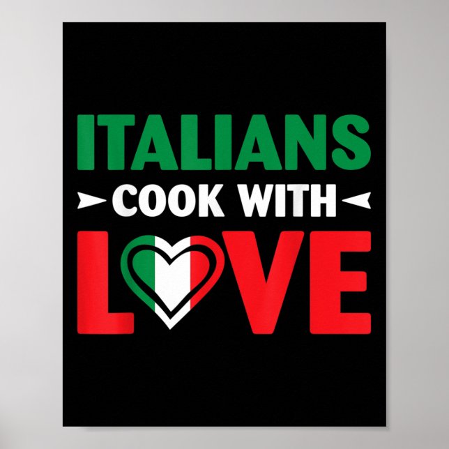 Póster Cook With Love Italian Chef Funny Sayings Quotes  (Frente)