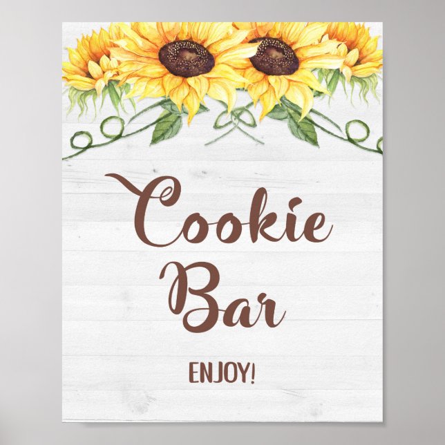 Póster COOKIE BAR Ducha de girasol o Rótulo Fiesta (Frente)