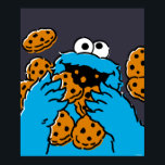 Póster Cookie Monster Eating All the Cookies<br><div class="desc">Satisfy your cravings for fun and cookies with this graphic featuring the one and only Cookie Monster! This showcases a vibrant illustration of Cookie Monster in his element, happily devouring a pile of chocolate chip cookies with crumbs flying everywhere. This classic and instantly recognizable design is cheerful, playful, and sure...</div>