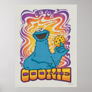 Póster Cookie Monster Psicodélico