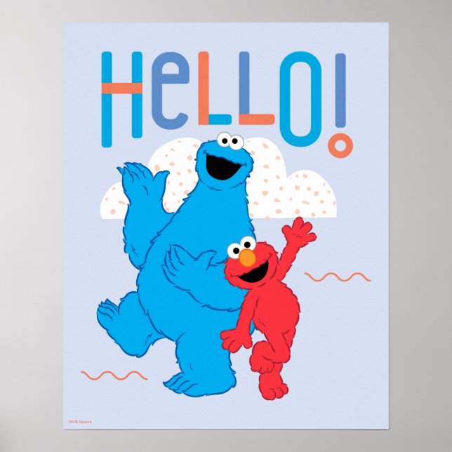Póster ¡Cookie Monster y Elmo Hola! (Frente)