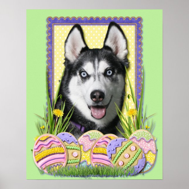 Póster Cookies de Huevo de Pascua - Husky Siberiano (Frente)