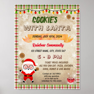 Póster Cookies editables con poster de volante de Santa