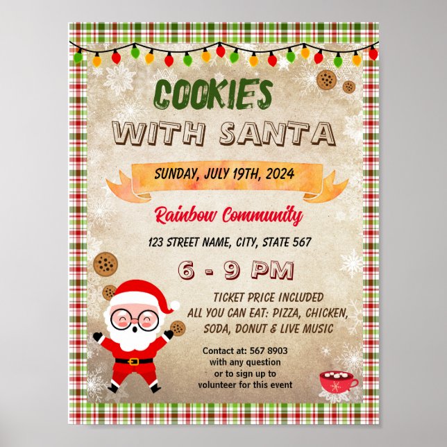 Póster Cookies editables con poster de volante de Santa (Frente)