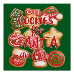 Póster Cookies Para Santa Y Para Mí - Navidades