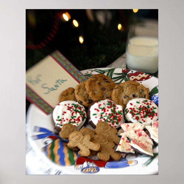 Póster Cookies y leche de navidades para Santa Claus (Frente)