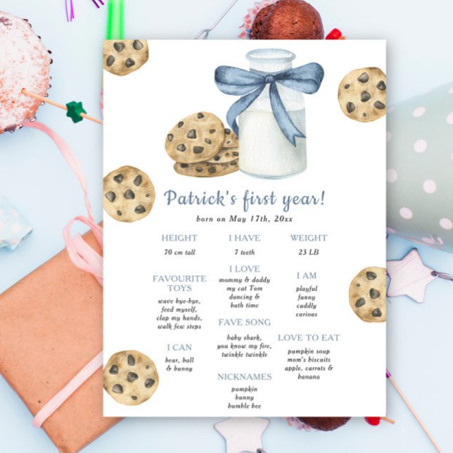 Póster Cookies y Leche Primer Cumpleaños (Subido por el creador)