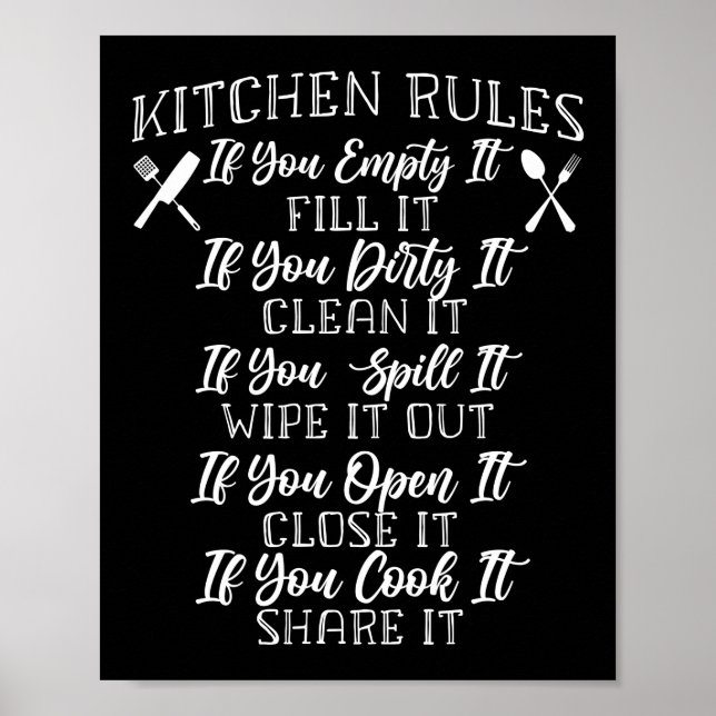 Póster Cooking Kitchen Chef Kitchen Rules If You Empty It (Frente)