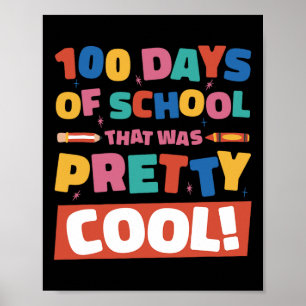 Póster Cool 100 días de escuela día 100 estudiantes niños