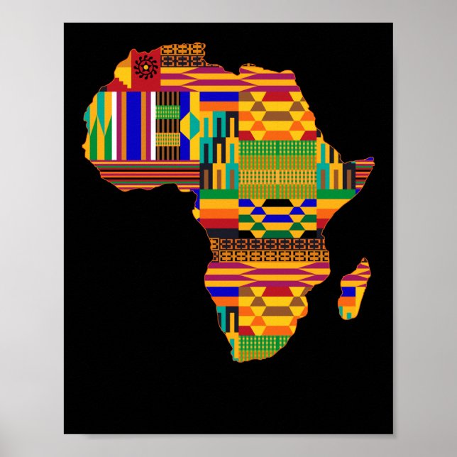 Póster Cool Africa Map Kente Cloth For Wo African Lover (Frente)