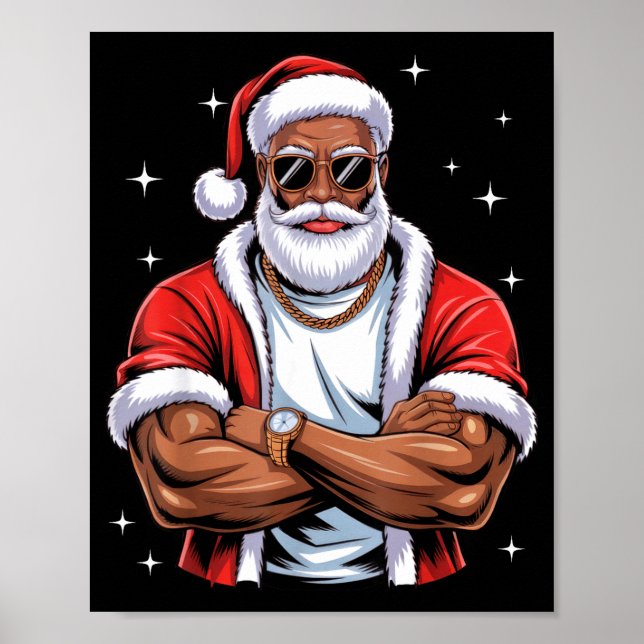 Póster Cool African American Santa Black Christmas Pajama (Frente)